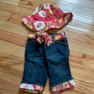 Gymboree jeans with matching Sun Hat